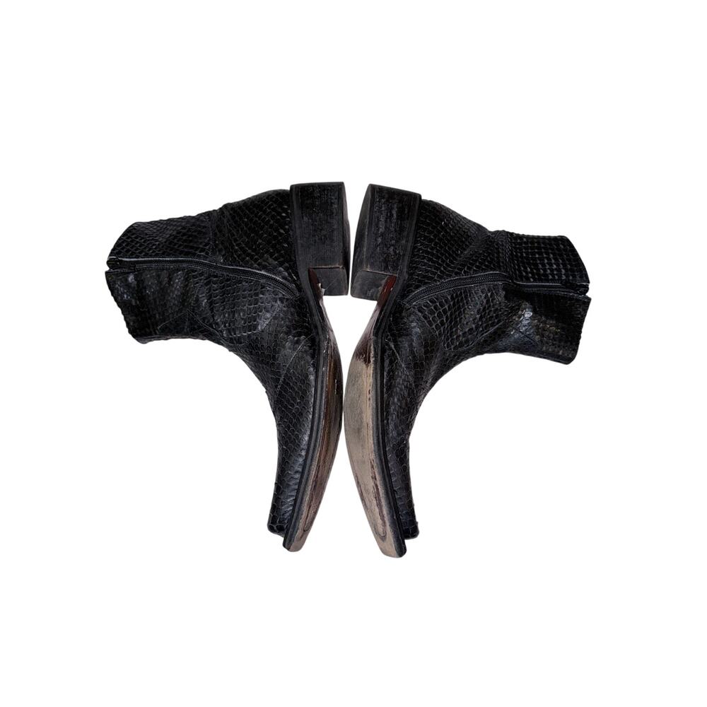 JAPE Italy Men 43 US 10 Black Snakeskin texture leather snip Toe Zip Boots Y2K - Picture 3 of 10
